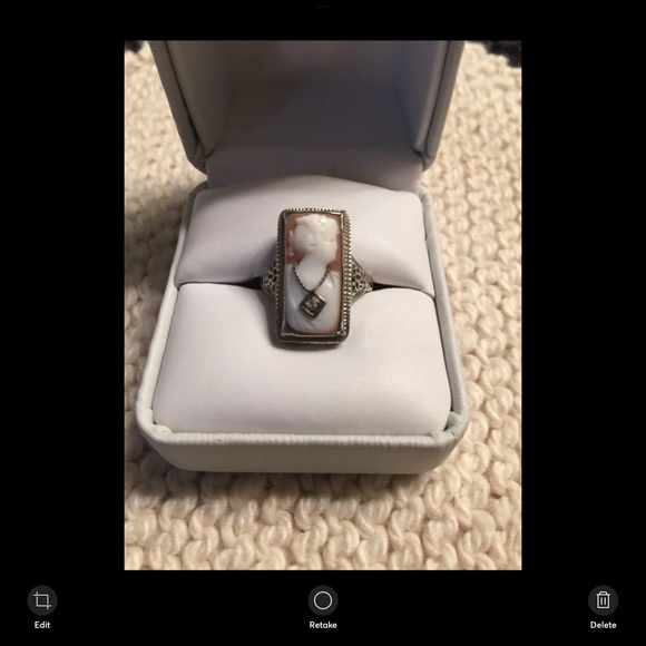 Art Nouveau White Gold 14k
Cameo En Habille Diamond Ring Mine Cut - Picture 2 of 16